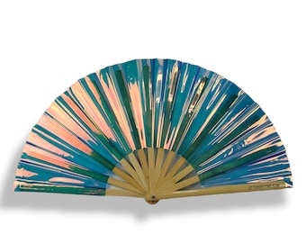 Clear Iridescent Holografic Multicolor PVC - Foldable Hand Fan