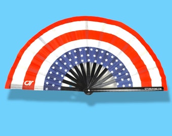 USA American Flag - Pleated Patriotic Flag- Hand Fan