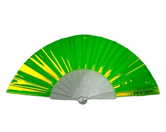 Clear iridescent multichrome-  Electric Yellow Banana - Sparkly Ribs - PVC Clear - Fan Han