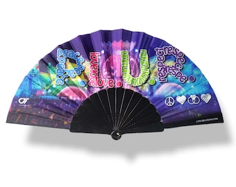 Mini Hand Fan - PLUR - Peace Love Unity Respect