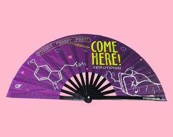 Rave Hand Fan - Seretonin Molecule - Seretonin Come Here