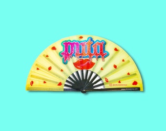 Rave Hand Fan - Puta - Foldable Fan - Sturdy Material - Perfect for Outside Events Raves or Concerts - 13" Tall 24" Wide