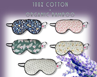 Extra Lightweight Soft Cotton and Bamboo Sleep Mask | Adjustable Elastic Cord | Travel, Holiday, Home Sleep Relief Floral Summer sleep mask
