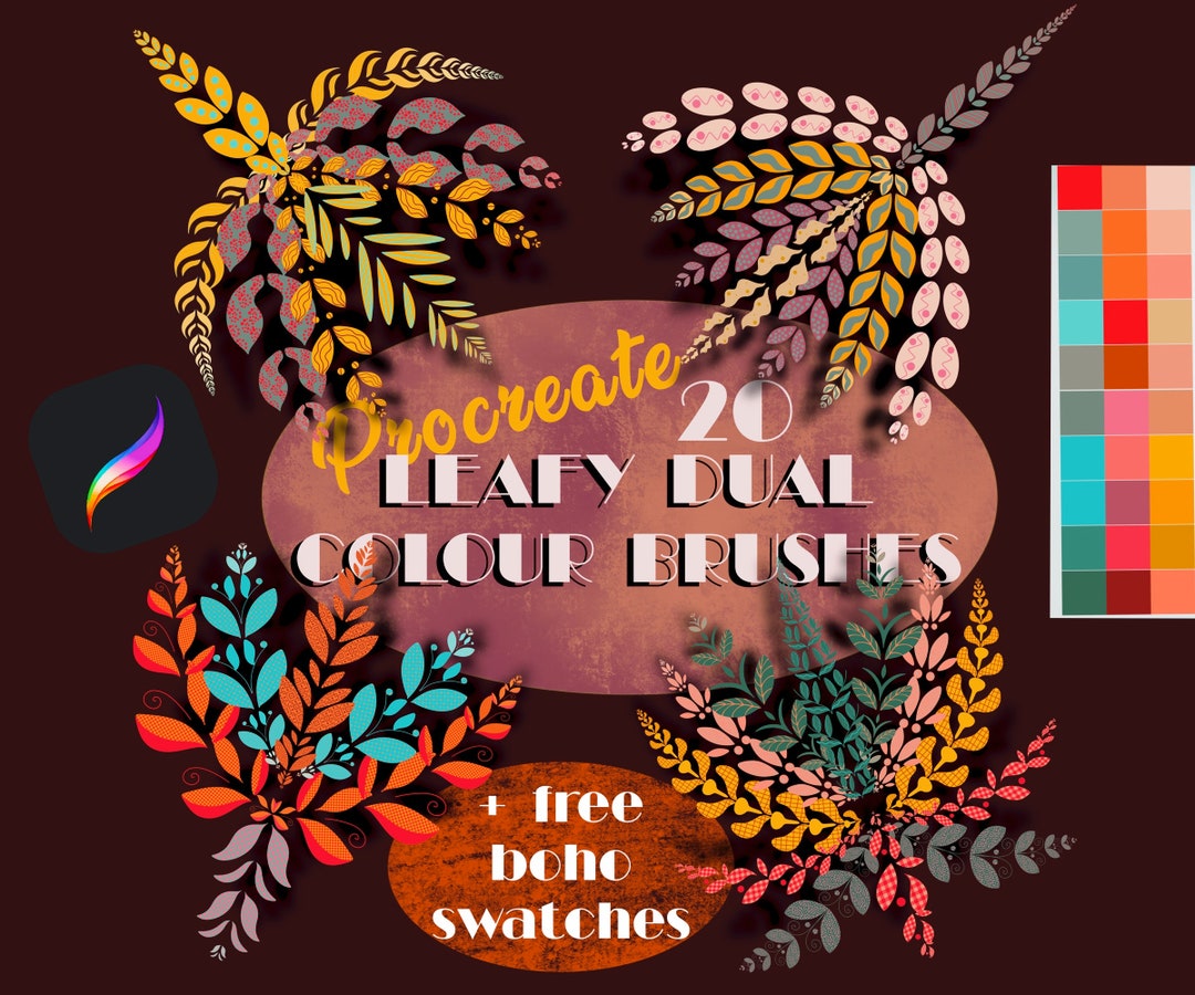 Procreate Leafy Boho Dual Colour 20 Brushes Pattern Brushes Digital ...