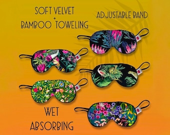 Escape to Paradise: Tropical Pattern Velvet Sleep Mask - Soft, Lightweight, and Stylish Sleeping mask Sun Blackout night mask Exotic pattern