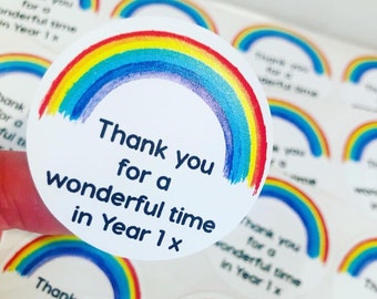 Thank you Personalised Rainbow Stickers I End of the School Year I Teachers Gift | Labels For Favours