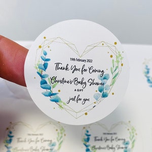 Groene liefdeshart babyshowerstickers I personaliseerde tekst | Gelegenheden ronde etiketten