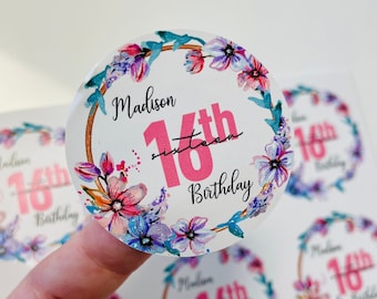Sweet teens Birthday stickers | 16th 18th 21st Birthday Party Favours