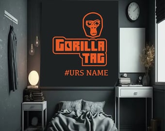 Personalised GORILLA TAG Name Wall Sticker | VR gamer Feature wall | Kids Teens Adults bedroom wall