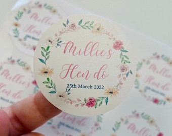 Summer flowers wreath I Personalised Text I Any occasions I Baby Shower Hen Party Wedding Birthday Stickers