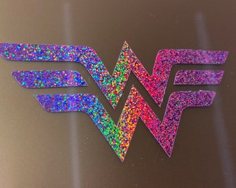 Super Woman Wall Decals I Smooth Glitter Rainbow Effect Colour Vinyls I For Any Surface