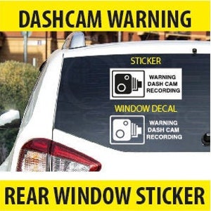 Dash cam sticker | DASH CAM RECORDING warning vinyl decal | Car window bumper sticker