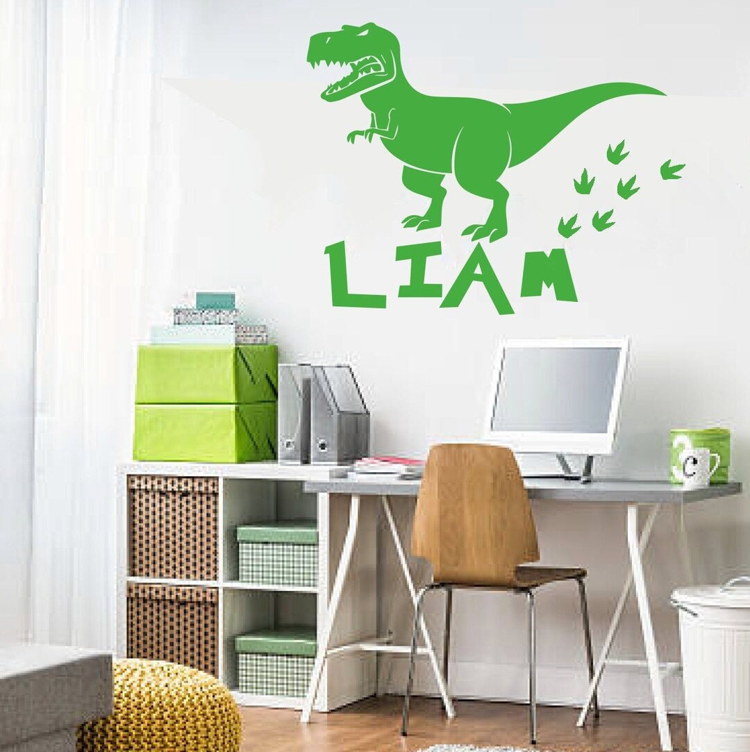 Trex Bedroom Wall With a Name Children Bedroom Wall Decal Vinyl Art