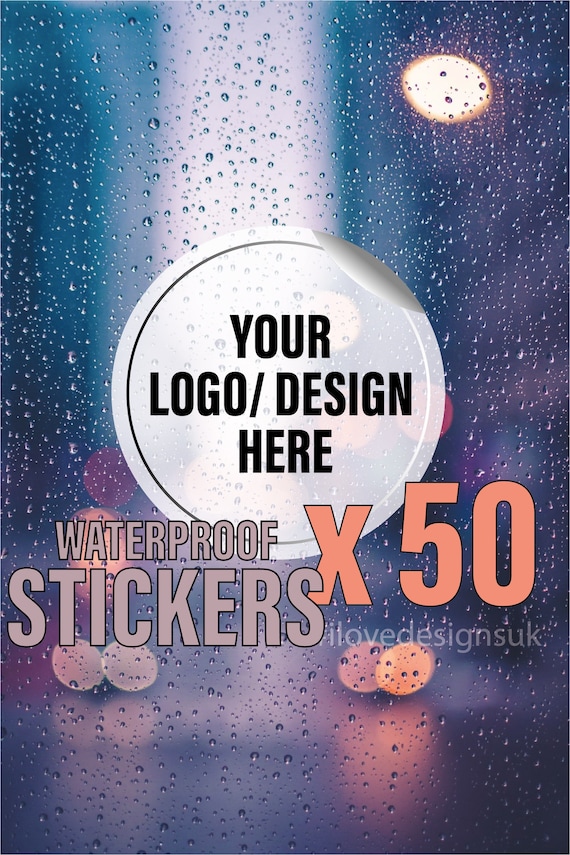 50x Waterproof Personalised Round or Square Logo Stickers | Custom Business print and contour cut labels | Gloss Matt Finish