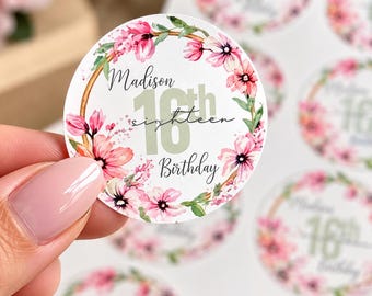Sweet teens Birthday stickers | 11th 13th 16th 18th Birthday Party Favours, Purple Dusty, Sage, Crimson theme
