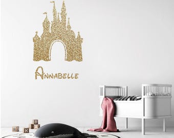 Princess Castle + Name | Personalised Glitter Wall Decal or Matt