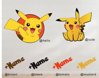 Pik-a-chu + Name Full colour Wall Sticker Wall Art Decal Mural
