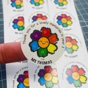 Bedankt gepersonaliseerde lieve bloemstickers I einde schooljaar cadeau leraren | Etiketten voor gunsten