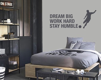 Dream Big Work Hard Stay Humble Motivational Quote Football Wall Decor
