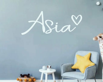 Love heart & Name Wall Sticker| Stars Wall Stickers | Nursery and Kids Bedroom