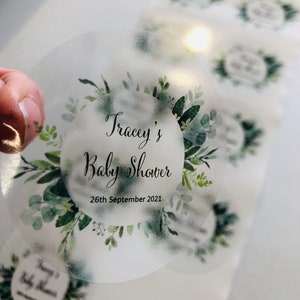 Follaje botánico / Pegatinas personalizadas para baby shower / HEN DO Cumpleaños y pegatinas de agradecimiento