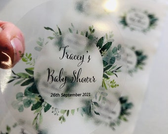Botanical Foliage | Personalised BABY Shower Stickers | HEN DO Birthday & Thank You Stickers