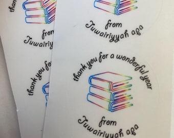 Rainbow colour Education Books Thank you message | Personalised Stickers I End of the School Year I Teachers Gift | Labels For Favours