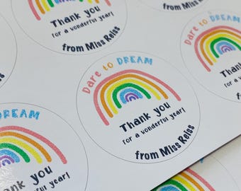 Dare to Dream|  Thank you message | Personalised Stickers I End of the School Year I Teachers Gift | Labels For Favours