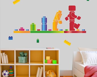 Evolution Building Blocks Wall Sticker + Minifigure Toy Set (Full Colour)