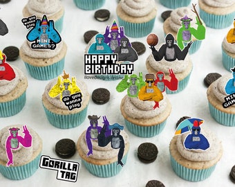 GORILLA TAG Birthday Decoration Variety Pack | Popular VR gamer Cupcakes Birthday Decor decals