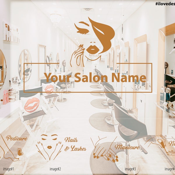 Nails & Lashes Salon Business Window Decals | Aesthetic Beauty Salon Window Services | Personalised Display Stickers
