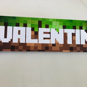 Minecraft inspired Personalised Name Door Plaque | Kids Bedroom Door Sign | Dirt Block TNT Creeper Theme
