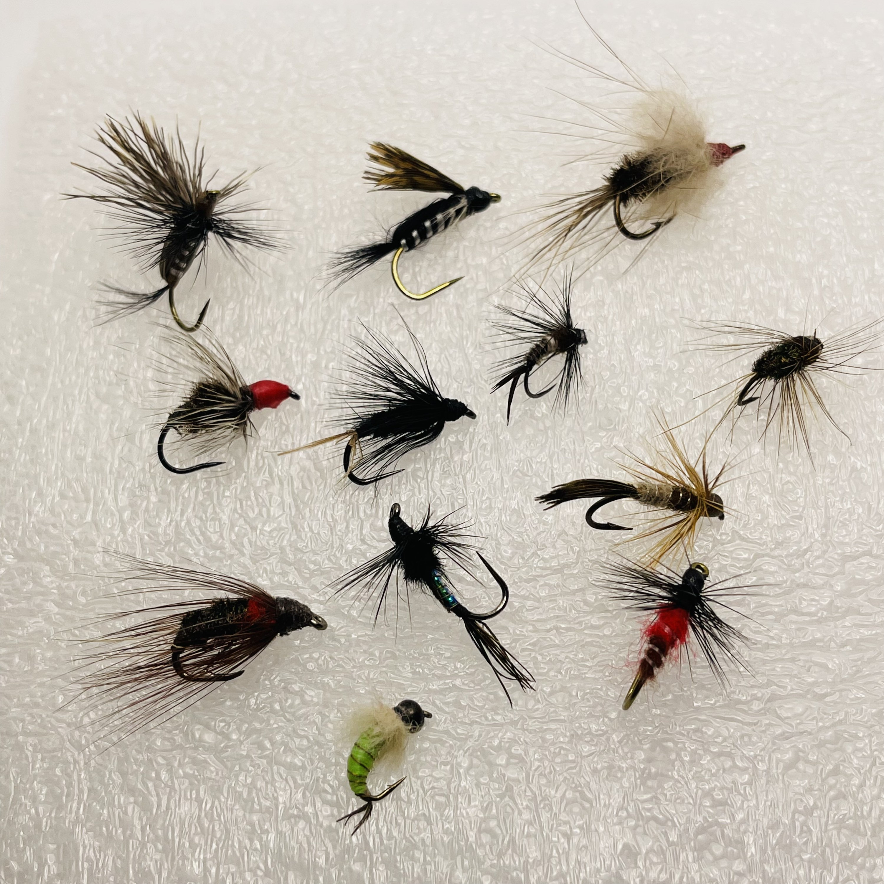 12 Fly Fishing Lures Flies Assortment Mix Flies Handmade Natural