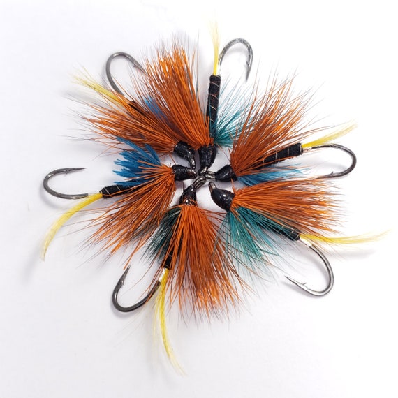 Hand Tied Hairy Mary Salmon Flies, Atlantic Fishing Lures, Size 6 (Set of 6)