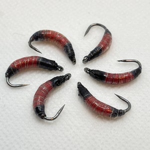 6 Worm Trout Flies Nymph Fishing Fly Hook 6 Custom Hand  Made in USA