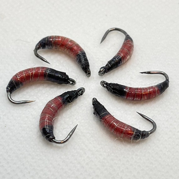 6 Worm Trout Flies Nymph Fishing Fly Hook 6 Custom Hand Made in USA