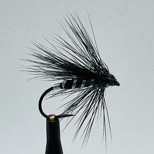 6 Black Spider Wet Flies Fly Fishing Hook 10 Hand Made Custom  in USA