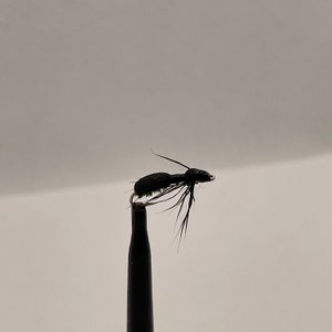 6 Black Ant Dry Flies Fishing Fly Hook Size 14 Long Shank Hand Made in USA