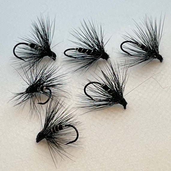 6 Black Spider Nymph Fishing Fly Hook 14 Custom Made in USA 