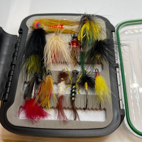 50+Assortment of Flies with Box fishing fly Hand Made in popular USA