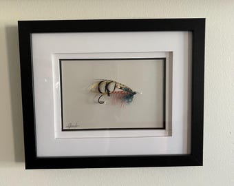 The Lady Fly in Wood frame with 8#x10# Hand Made in USA