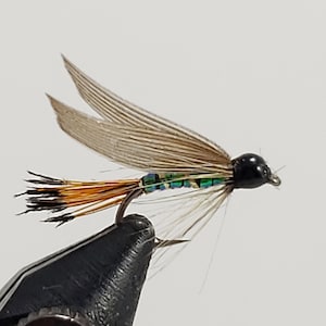 6 Cinnamon & Gold Fly Wet Fly Fishing Hook Size 12, Custom Hand Made in USA