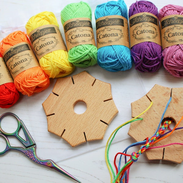 Wooden Braiding Star Starter Kit | Craft Kits for Kids UK, DIY Kit, Braiding Kit, Friendship bracelets, Craft Kit, Beginner Craft Kit, Yarn