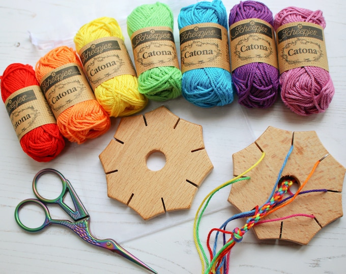 Wooden Braiding Star Starter Kit | Craft Kit for Kid UK, DIY Kit, Braiding Kit, Friendship bracelet, Craft Kit, Beginner Craft Kit, kumihimo