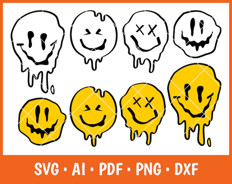 Melted Smiley SVG Smiley Face Drip Digital Download Cut File | Etsy