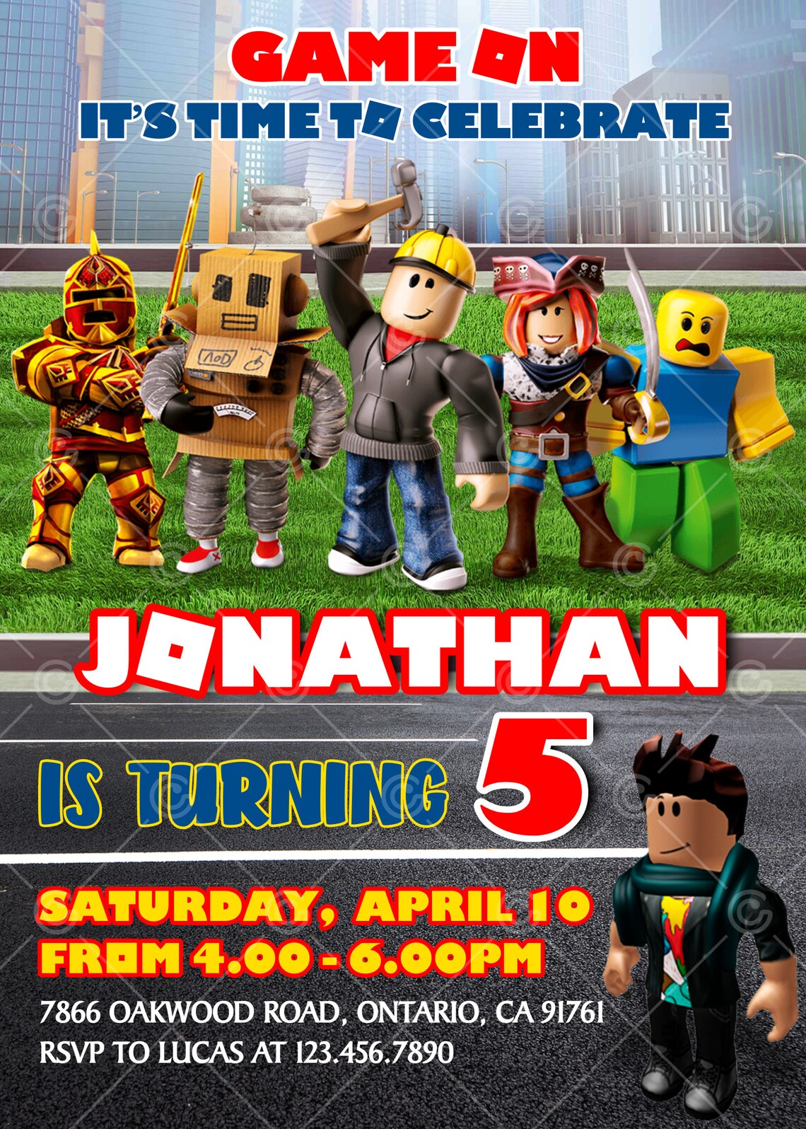 Roblox Birthday Invitation Printable Editable Template Corjl Etsy