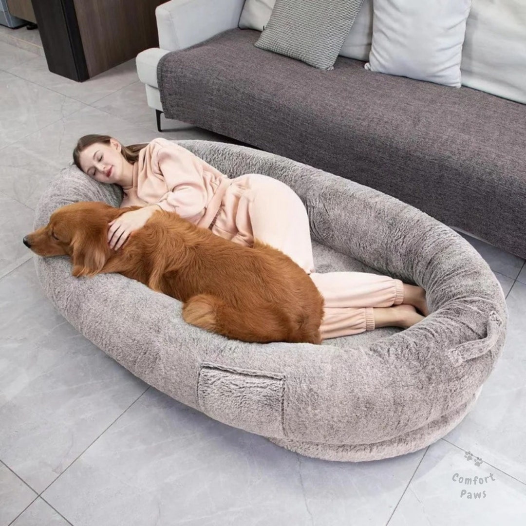 Human Dog Bed With Easy Move Handle & Side Storage Giant Dog Bed for Humans Comfortable Lounge