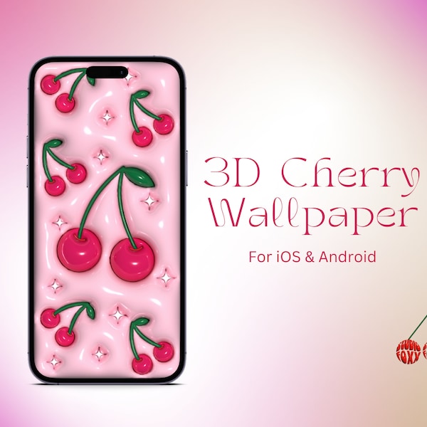 3D Aesthetic Cherry Wallpaper for Mobile | Inflated Wallpaper | iPhone Wallpaper | 3D Cute Wallpaper | Cute Mobile Wallpaper | Lock Screen |