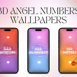 3D Angel Numbers Wallpapers 9 Pack| Aesthetic Wallpaper Bundle| Mobile Wallpaper Pack| 9 Puffy iPhone Wallpapers| Mobile Digital Download|