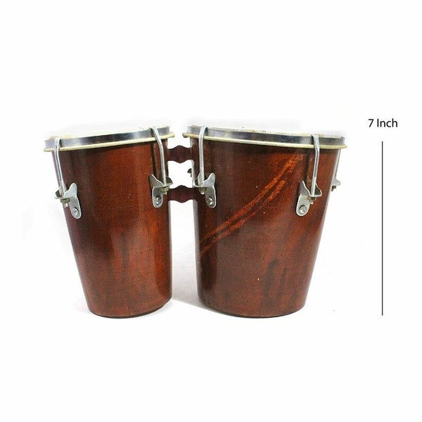 Professional Wooden Bango Drum Set Two Pieces 7 inches Indian Handmade Brown bango,Drum,small table (Made in INDIA)